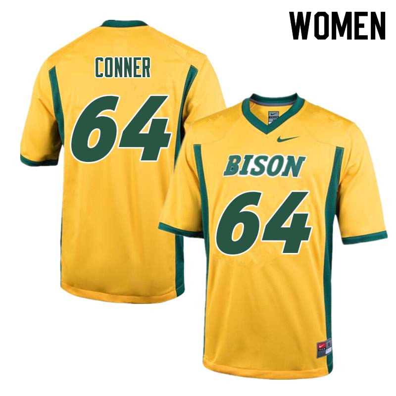 Women #64 Colin Conner North Dakota State Bison College Football Jerseys Sale-Yellow - Click Image to Close